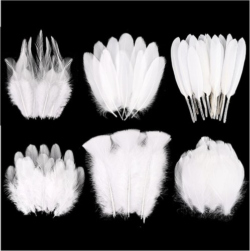 White craft feathers - white,